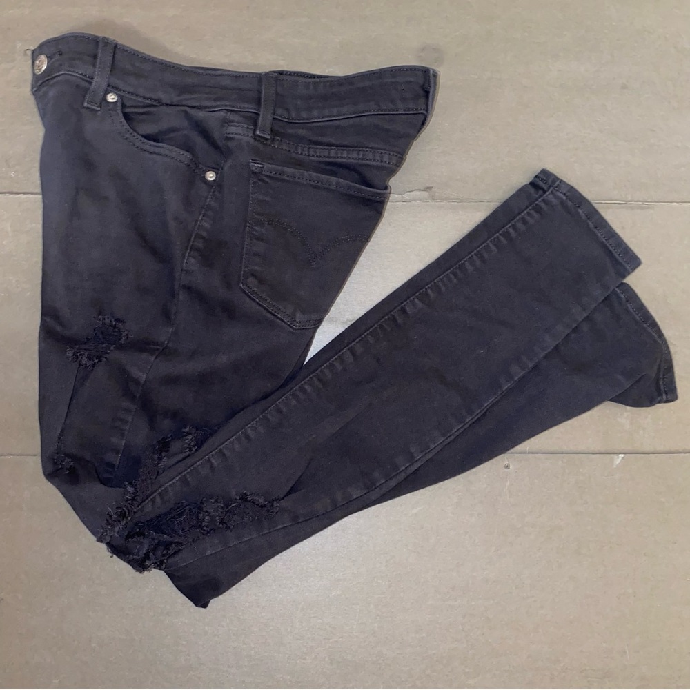 Levi's 711 Black Distressed Skinny Jeans Size 26